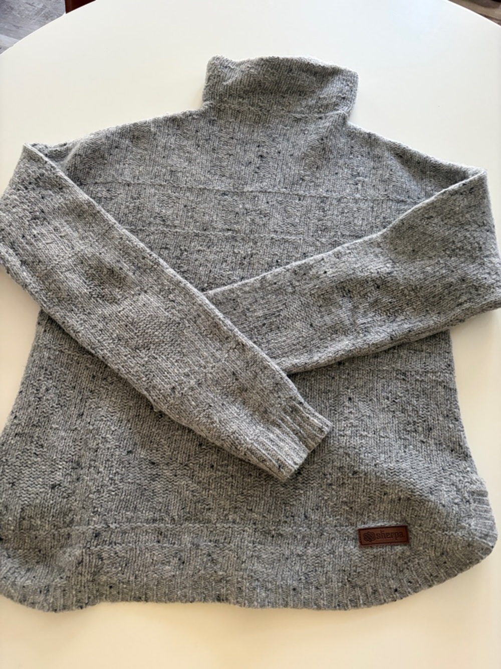 Sherpa Gray Turtleneck Marino Wool Blend Sweater
